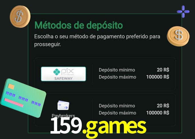 O cassino 159.games oferece uma grande variedade de métodos de pagamento